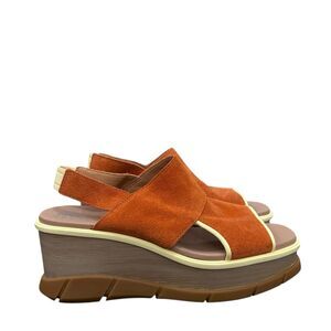 Sorel Shoes Womens Size 10 US Orange Suede Platform Wedge Slingback Sandals
